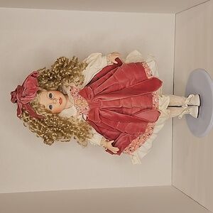Beautiful doll velvet dress bow blond curls